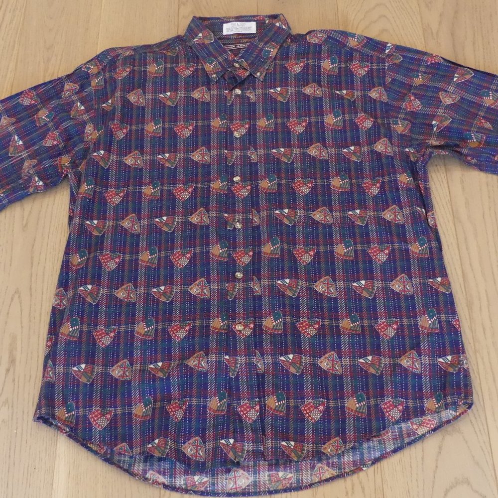 John Ashford Vintage Navy Blue Large Short Sleeve Button Down Shirt